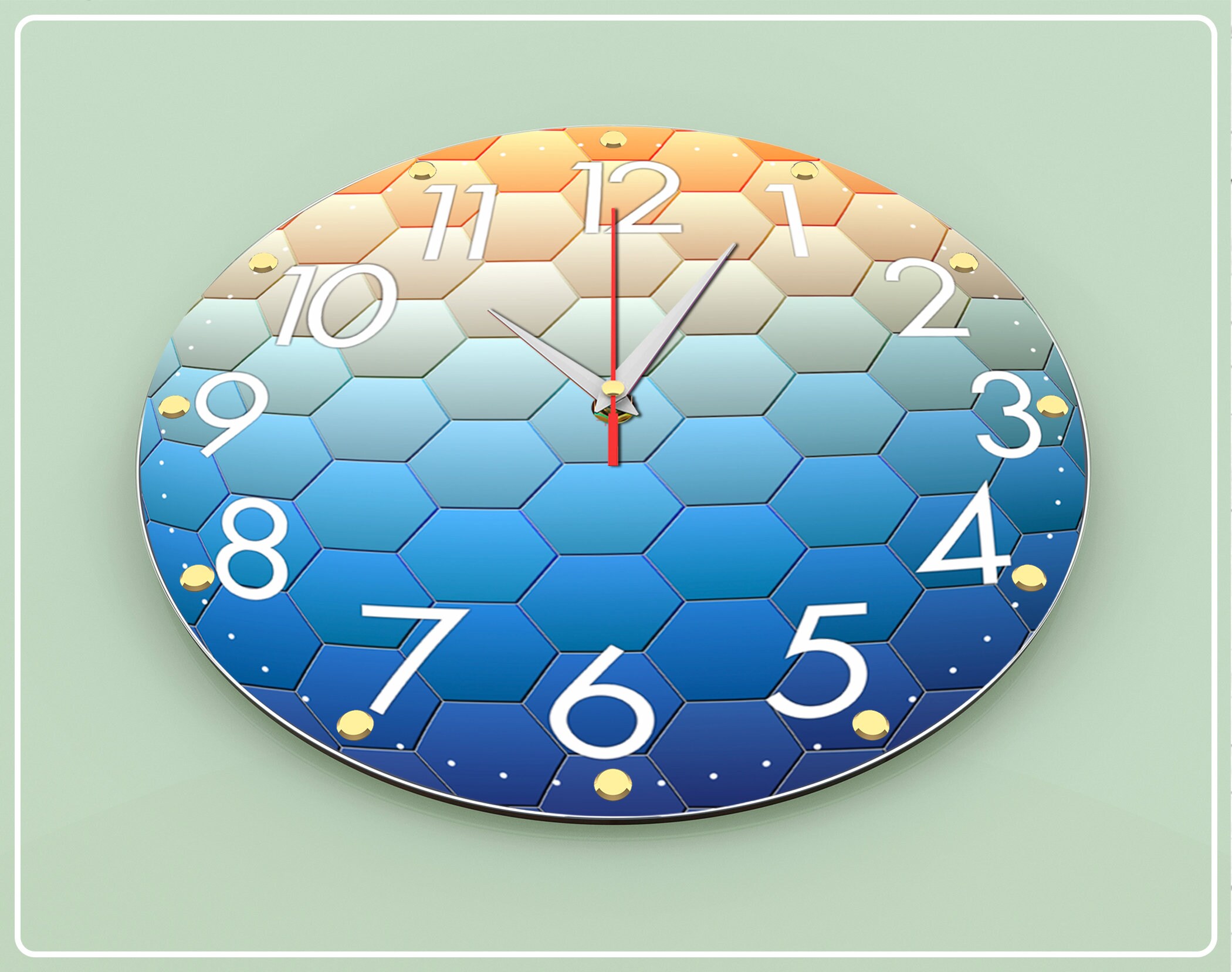 Blue NonTicking Wall Clock silent wall clock Living Room Etsy