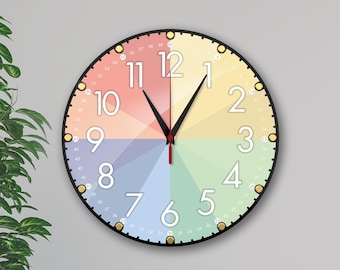Easy Read Teaching Clock: Colorful Educational Tool for Homeschool Decor