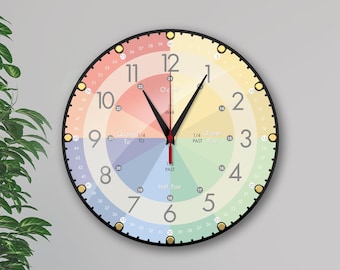 Easy to Read Teaching Large Clock Educational tool for homeschool Analog Learning Clock for Kids, Perfect Wall Decor for Classrooms, Schools
