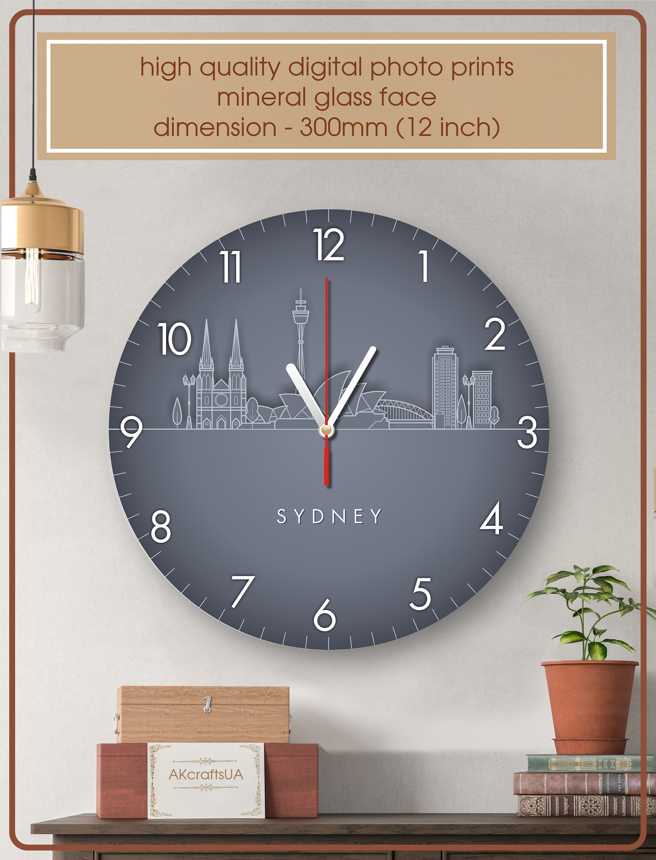 Sydney city wall clock large wall clock time zone clock mid Etsy