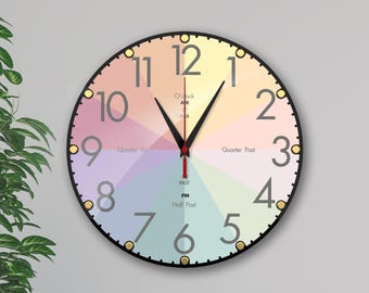 Telling Time Teaching Clock Kids Room, Simple Wall Clock Time Clock Educational Clock, Modern Clock, Perfect Educational Tool for Homeschool