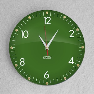 Dark green Non-Ticking Wall Clock, 12-inch silent wall clock for living room clock| bedroom| kitchen| large wall clock, minimalism clock.