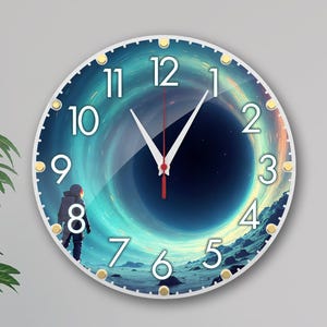 Colorful Space Wall Clock: Science Fiction Home Decor, Silent Acrylic Clock 12 inch