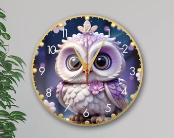 Watercolor Owl Wall Clock: Silent, Vibrant Kid's Room Decor