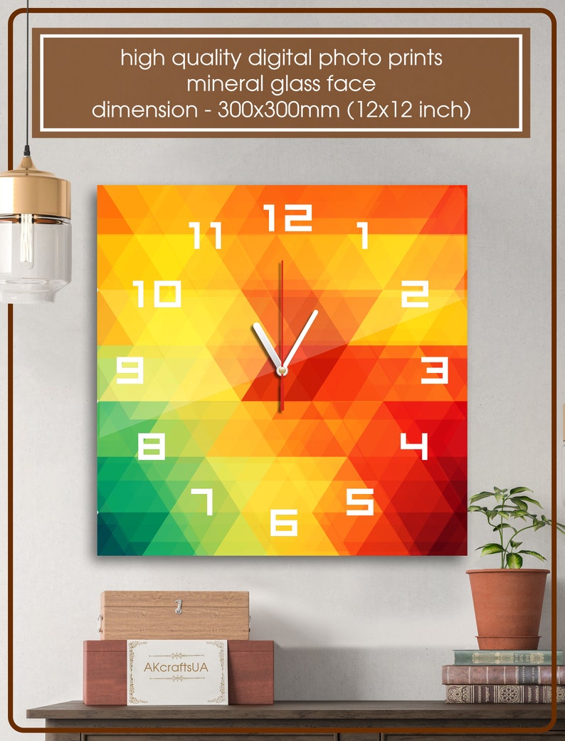 Square Wall Clock Wall Glass Clock Unique Gift Unique Wall Etsy