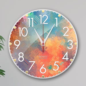 Wall Clock Non Ticking 12 inch Colorful  Numbers Bright Color Dial Face Wall Clock for Kitchen/Living Room/Bedroom/Office, large wall clock.