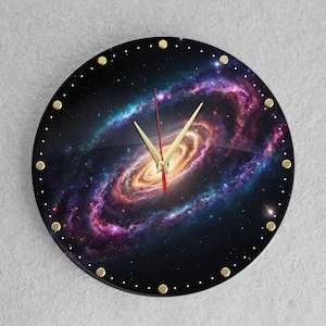 Reloj de pared inspirado en el espacio, reloj con temática galáctica, diseño único, silencioso y sin tictac, reloj grande y colorido, regalo artístico de 12 pulgadas.