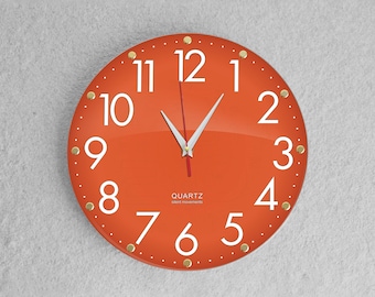 Horloge murale Orangeade pour la maison, horloge silencieuse, horloge silencieuse moderne, chiffres arabes, horloge murale unique, grande horloge murale, horloge avec chiffres