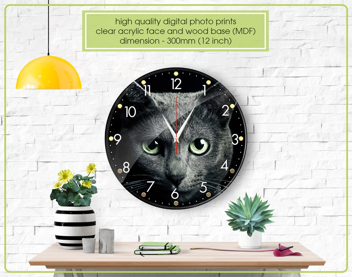 Cat wall clock unique wall clock wall clock large best Etsy