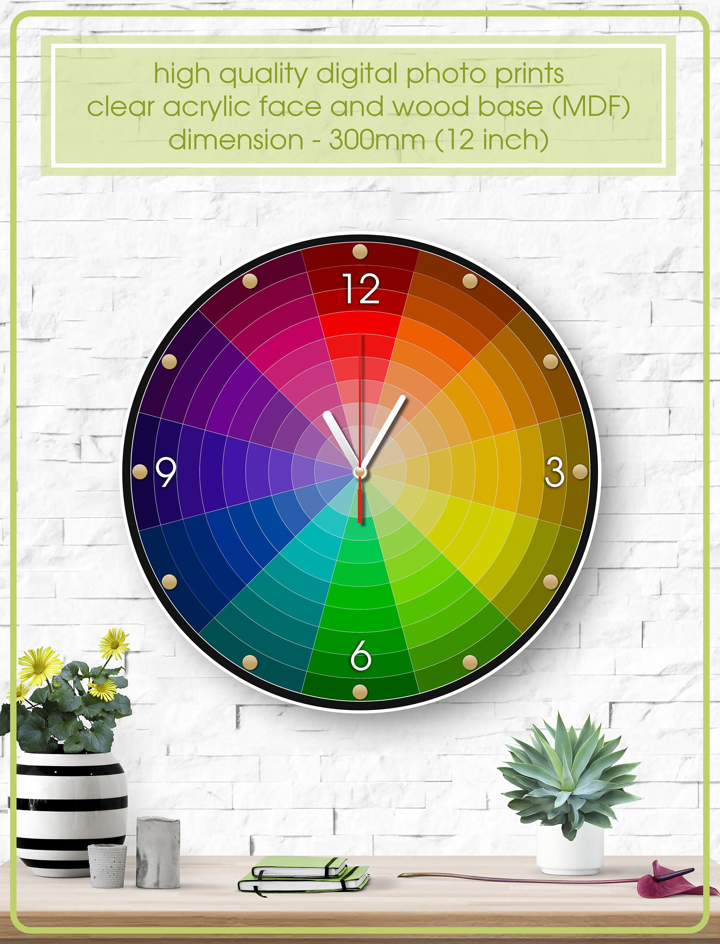 Colorful wall clock color wheel clock acrylic clock unique Etsy