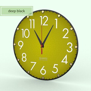Olive Green Wall Clock, 12 Inch Silent Clock, Sage Green Decor, Earthy Boho Home Decor, Neutral Wall Art, Non Ticking, Organic Modern Clock Black