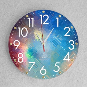 Wall Clock Non Ticking 12 inch Colorful, Numbers Bright Color Dial Face Wall Clock for Kitchen/Living Room/Bedroom/Office, large wall clock.