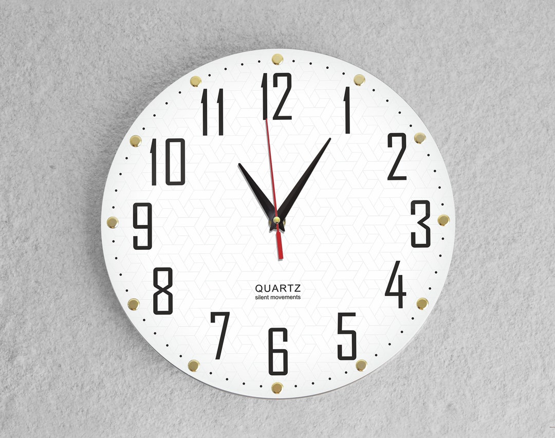White Nonticking Wall Clock Silent Wall Clock Living Room Etsy