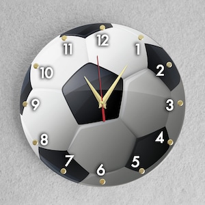Unique 12-inch wall clock Soccer Ball - Stylish Sports Wall Decor for Any Room, Kids' Round Large Acrylic silent clock Design for Home Décor