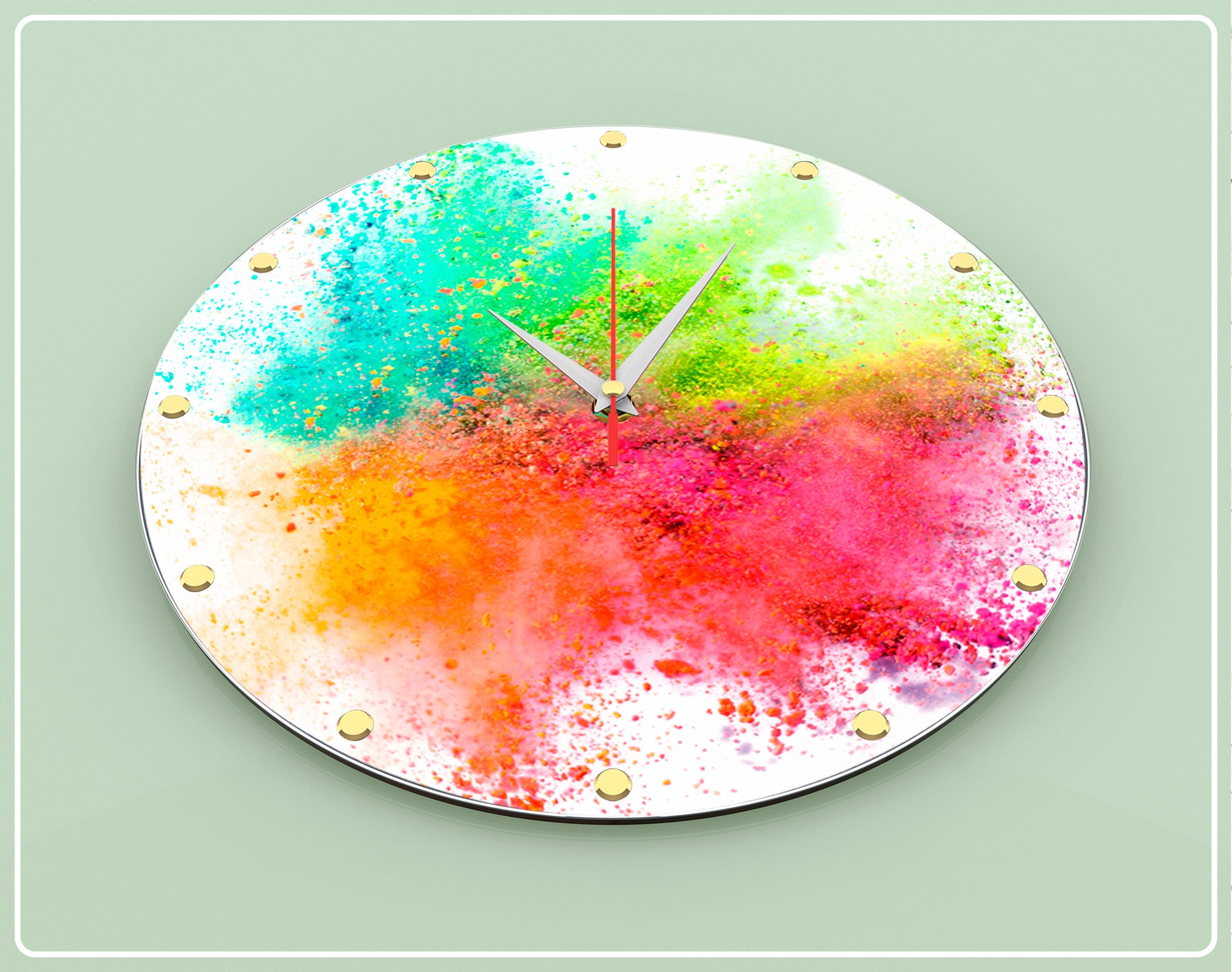 Happy holi gift colorful wall clock acrylic clock unique Etsy
