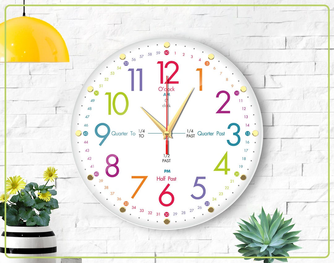 Easy to Read Teaching Large Clock 12 Inch Silent Movement - Etsy