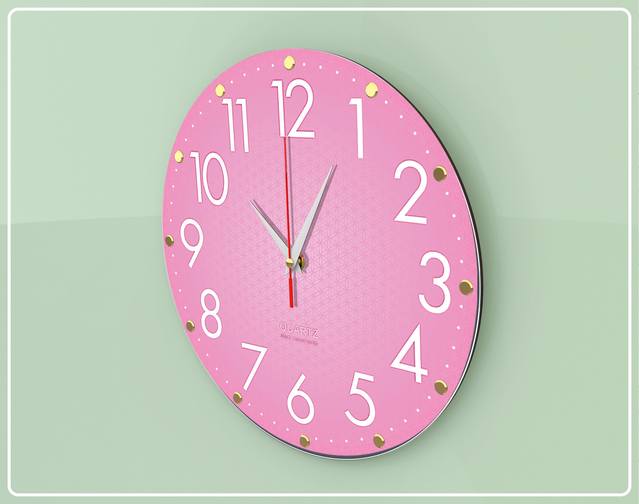 Pink NonTicking Wall Clock silent wall clock Living Room Etsy