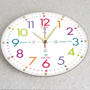 Easy to Read Teaching Large Clock 12 Inch Silent Movement Analog ...