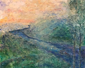 Impressão Giclée do pôr do sol no Rio Ohio: Arte de Cincinnati, Kentucky