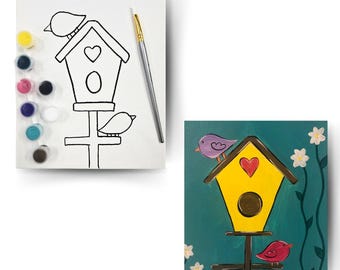 Birdhouse - DIY Canvas Paint Kit - Includes Paint & Brush