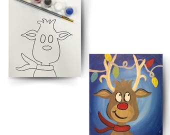 Reindeer - DIY Canvas Paint Kit - Includes Paint & Brush
