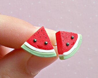 Watermelon Earrings - Summer Earrings - Watermelon Jewelry - Kawaii Earrings - Stud Earrings - Watermelon Jewellery - Fruit Earrings
