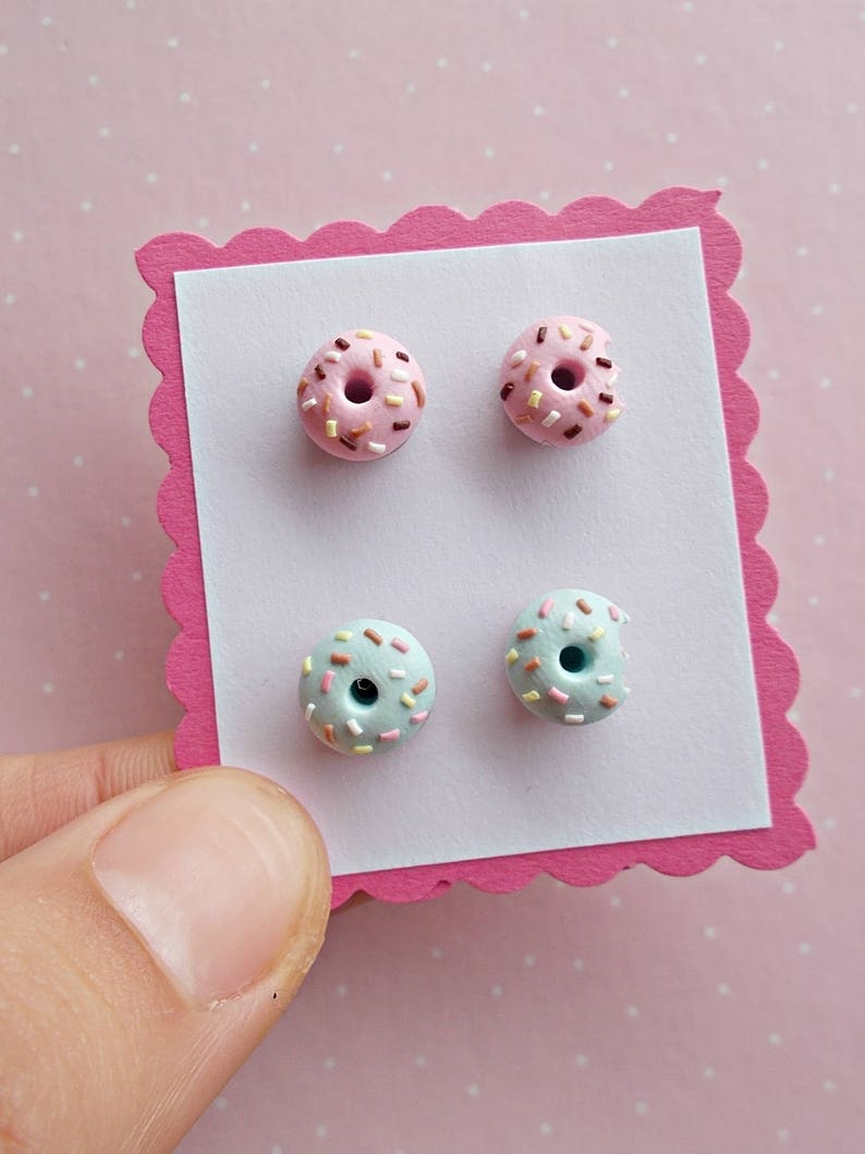 Donuts Stud Earrings Sweet Studs earrings Miniature food Etsy