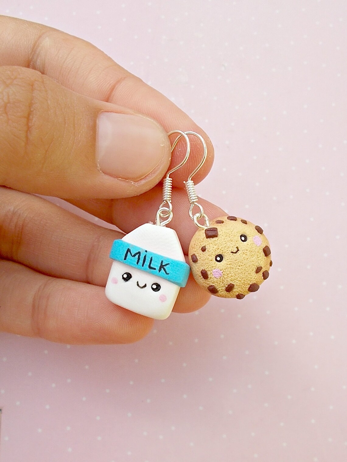 Cookie and Milk Earrings Kawaii Earrings Miniature Food Etsy
