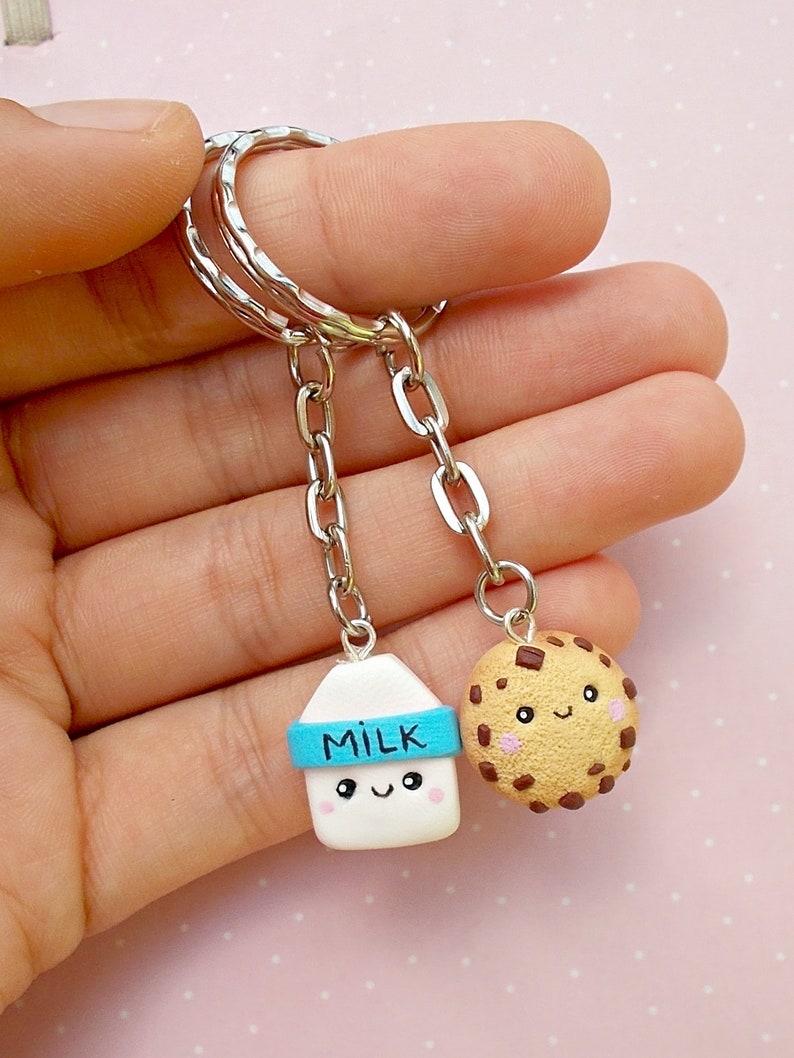 Cookie and Milk Keychain Best Friend Keychain for 2 Mothers Etsy