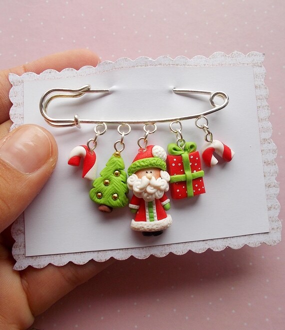Christmas Pins Christmas Jewelry Santa Brooch Xmas Etsy