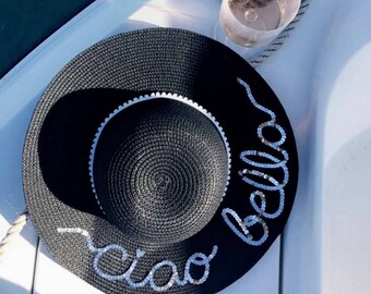 Sequin Sun Hat Pom Pom Floppy Adult or Children | la dolce vita Customizable Sunhat