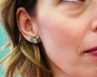 Upcycled Mickey Mouse Map Stud Earrings, Disney Park Jewelry