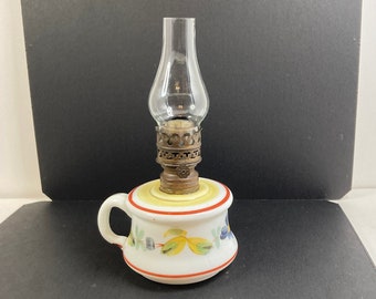 Mini Finger Oil Lamp, Mini Oil Lamp, Milk Glass Mini Finger Oil Lamp,