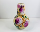 Bedside Porcelain Hand Painted Roses Carafe and Glass Set , Carafe Glass Set, Bedside Carafe Set, Tumble Up Carafe and Glass Set
