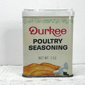 Durkee Poultry Seasoning Tin, Durkee Spice Tin, Collectible Spice Tin, Durkee Graphic Turkey Tin, Graphic Spice Tin