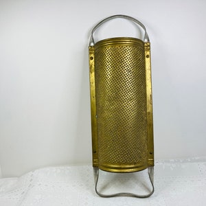 GRM Brass Grater, Vintage Brass Grater, Steel Framed Brass Grater, Large Vintage Brass Grater