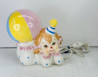 Lefton Child's Night Light, Clown Child Lefton Night Light, Lefton Night Lamp, Childs Bedroom Lamp