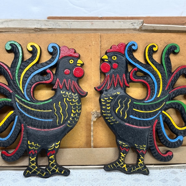 Wilton Cast Iron Wall Roosters, Wilton Cast Iron Rooster Wall Plaques, Cast Iron Roosters, Wilton Cast Iron Plaques, Wilton Kitchen Plaques