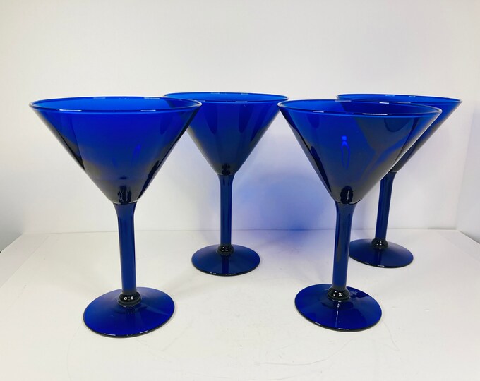 Cobalt Blue Martini Glass Set Martini Glasses Cobalt Blue Etsy