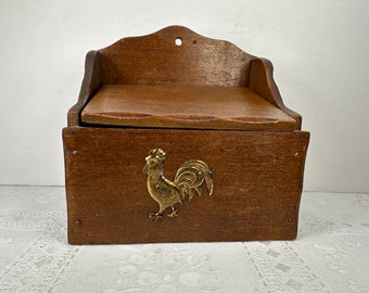 Wood Recipe Box With Rooster Chicken Emblem, Wood Recipe Box, Rooster Wood Recipe Box, Chicken Wood Recipe Box, Vintage Recipe Box,