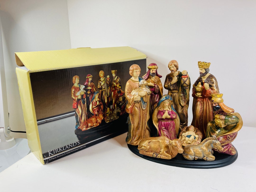 Kirklands Bronze and Gold Porcelain Nativity Set Kirklands Etsy