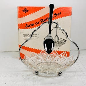 Jam/Relish Set with Spoon, Grated Cheese Serving Set, Original Box