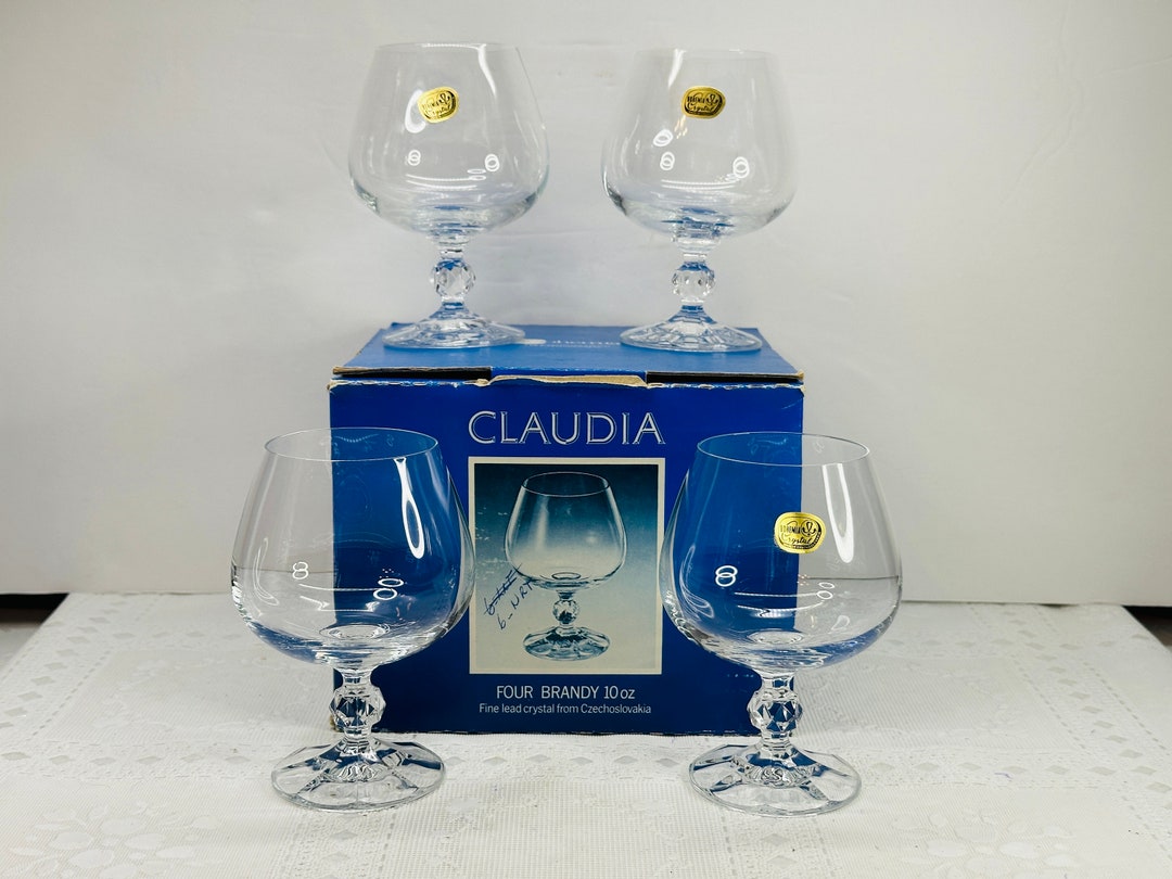 Bohemia Claudia Brandy Glass Set, Czechoslovakia Crystal