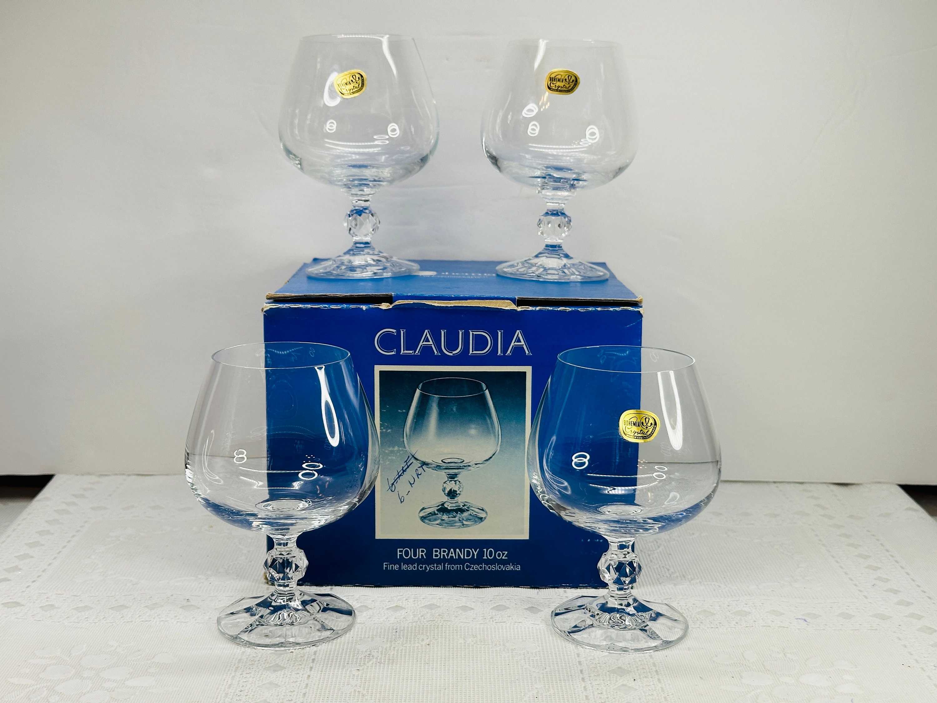 Bohemia Claudia Brandy Glass Set, Czechoslovakia Crystal