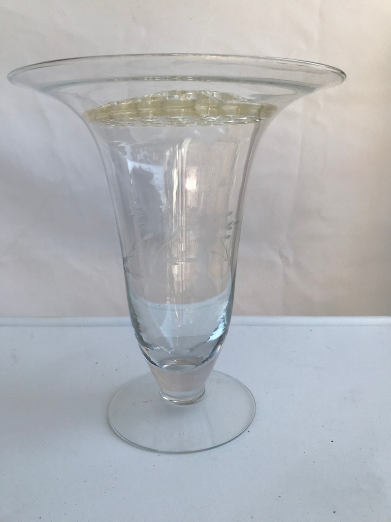 Flower Frog With Etched Glass Vase Etsy