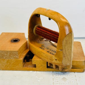 Riehl & Son Weaving Shuttle and Gear Box, Riehl Wood Weaving Shuttle, Riehl Textile Shuttle