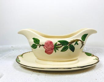 Vintage Franciscan Desert Rose Gravy Boat with Underplate