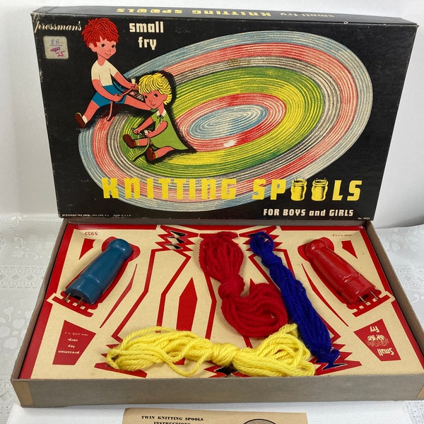 Pressmans Knitting Spools for Boys and Girls, Knitting Spools for Children, Pressmans Knitting Spools in Original Box,