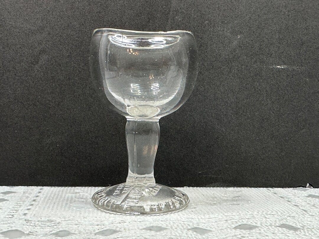 John Bull Clear Glass Eye Wash Cup, Vintage Clear Glass Pedestal John