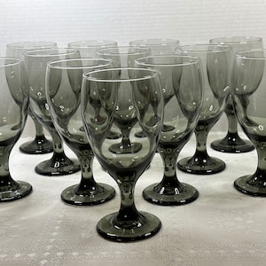 Libbey Smokey Gray Goblets, Libbey Smoke Water Goblets, Libbey Smoke Glassware, Libbey, Gray Water Goblets